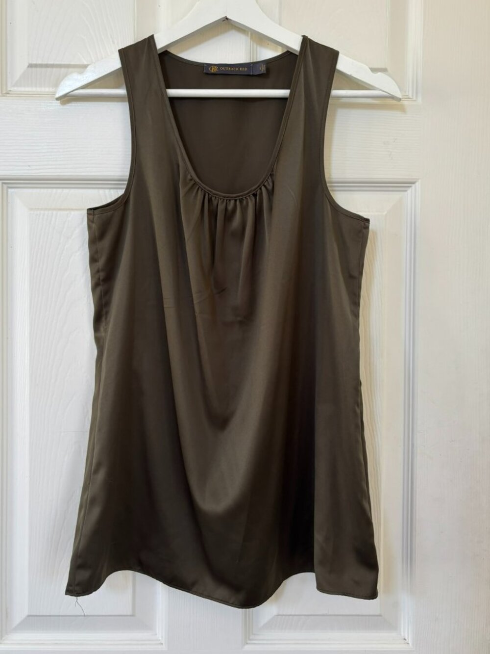Outback Red Olive Green Scoop Neck Sleeveless Blouse Top S